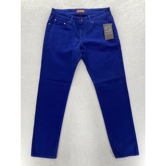 Vintage Solo Jeans‎ Mens 36x30 Skinny Slim Fit Dark Blue Stretch Denim Y2K NWT - Picture 1 of 14